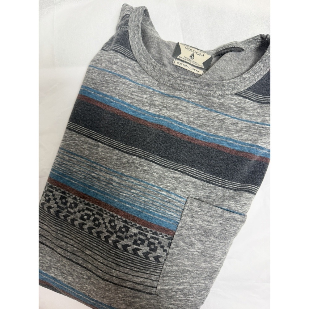 Volcom Long Sleeve  Corpo‎ Class Shirt Striped Grey Men's Shirt Skate Bike Sz Sm